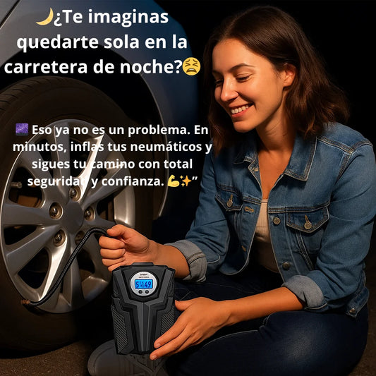 Compresor de Aire Portátil Moderno/🌙¿Te imaginas quedarte sola en la carretera de noche?