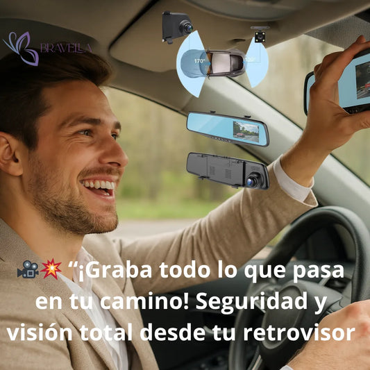 Espejo Retrovisor+Cámara Frontal y Retro / 👁️No puedes evitar lo inesperado, pero sí puedes grabarlo 🎥