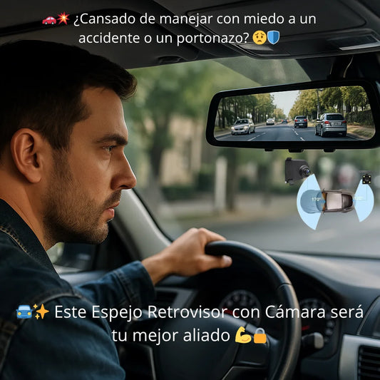 Espejo Retrovisor+Cámara Frontal y Retro / 👁️No puedes evitar lo inesperado, pero sí puedes grabarlo 🎥