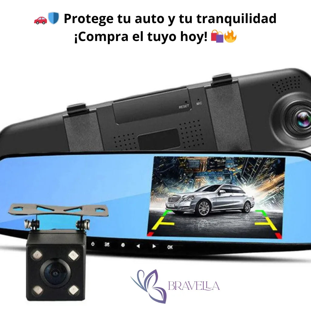 Espejo Retrovisor+Cámara Frontal y Retro / 👁️No puedes evitar lo inesperado, pero sí puedes grabarlo 🎥