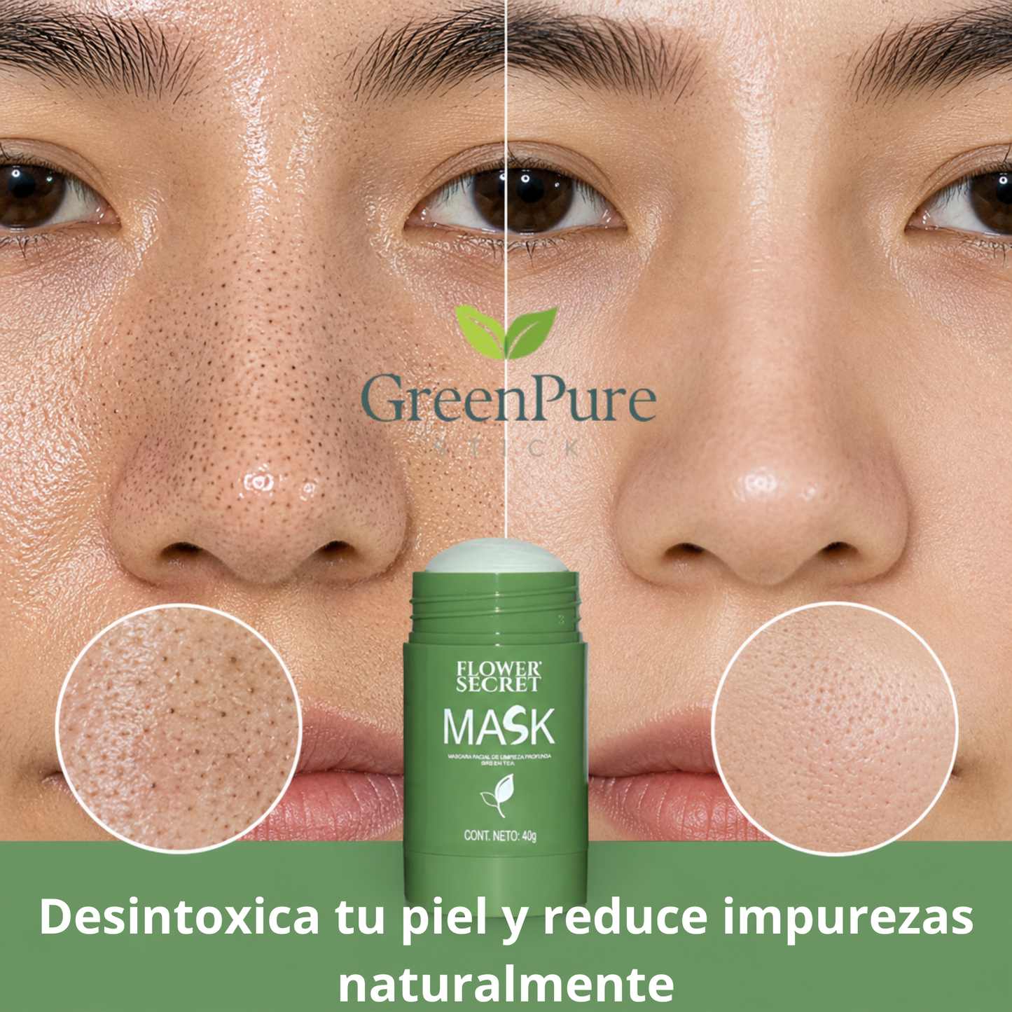 GreenPure Stick - Limpia profundamente y reduce puntos negros visibles
