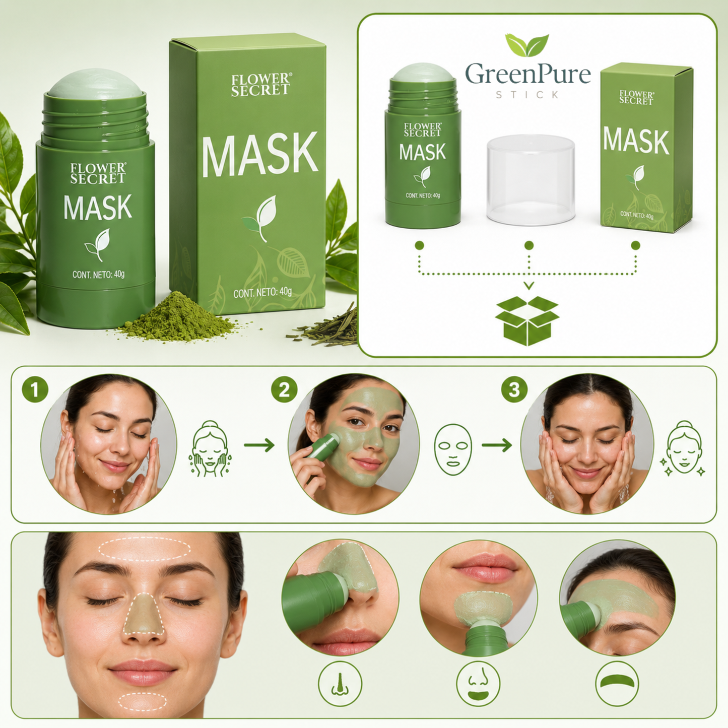 GreenPure Stick - Limpia profundamente y reduce puntos negros visibles