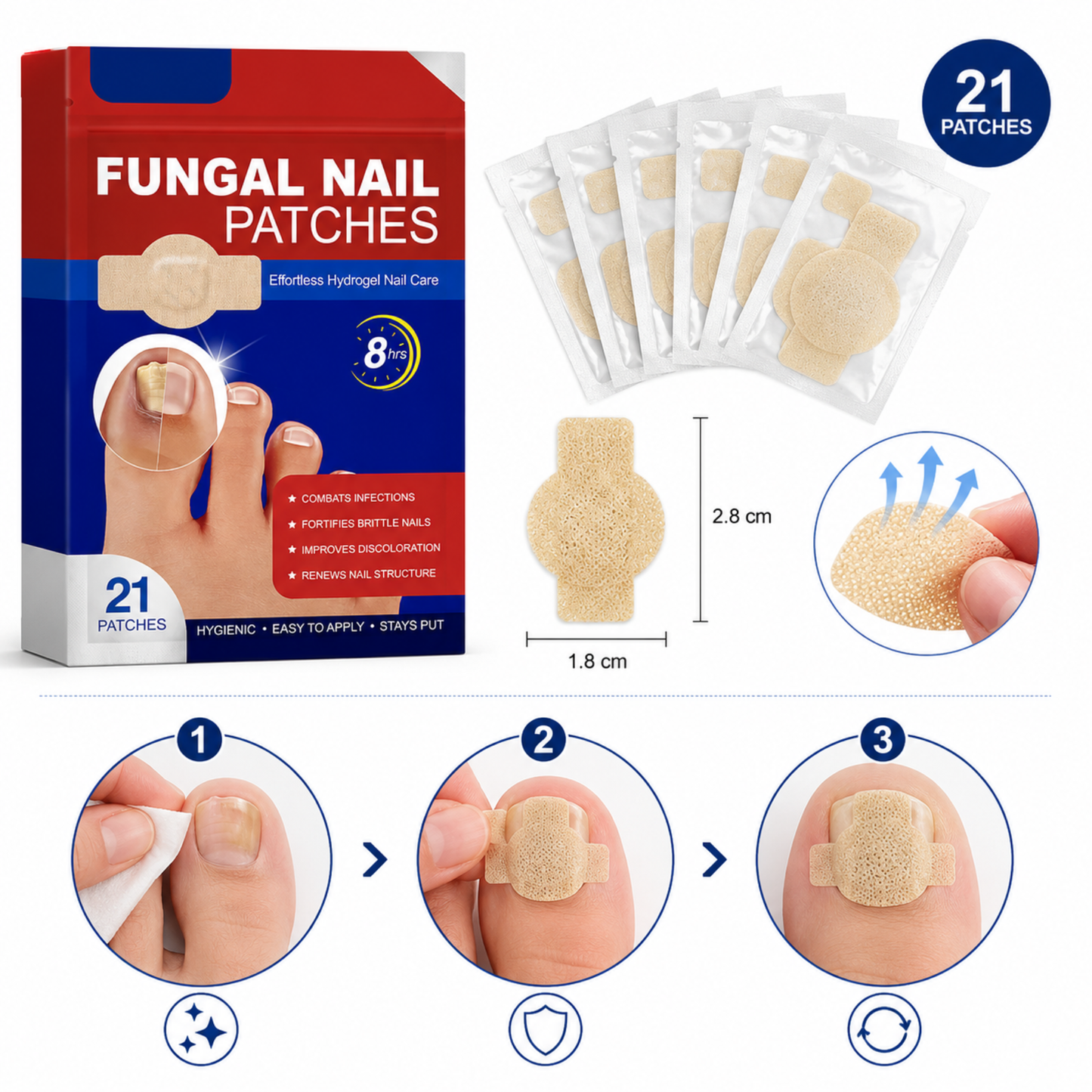 NailPure Patch – Ayuda a recuperar uñas más limpias y saludables desde casa (21 un)