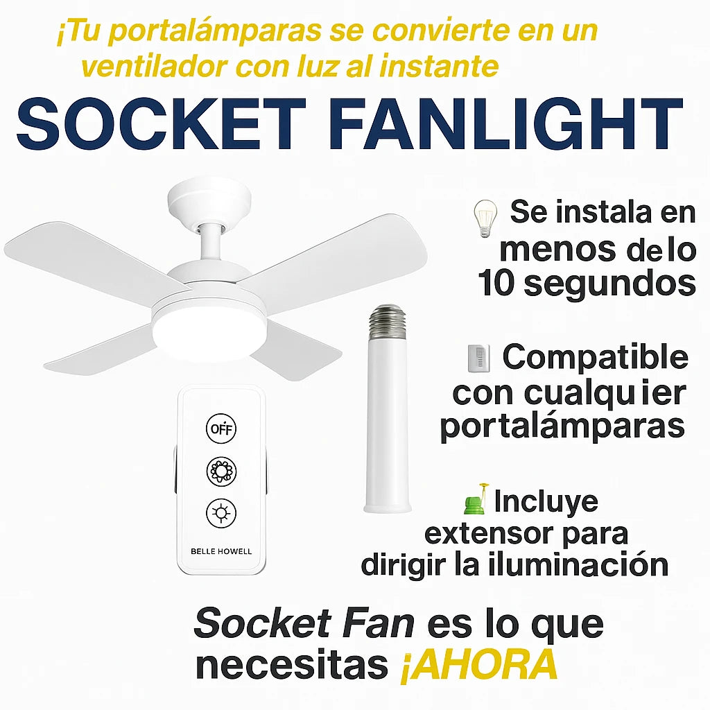 SOCKET FAN VENTILADOR / 🥵 “El calor no te deja dormir ni disfrutar tu casa.” 🌙💔
